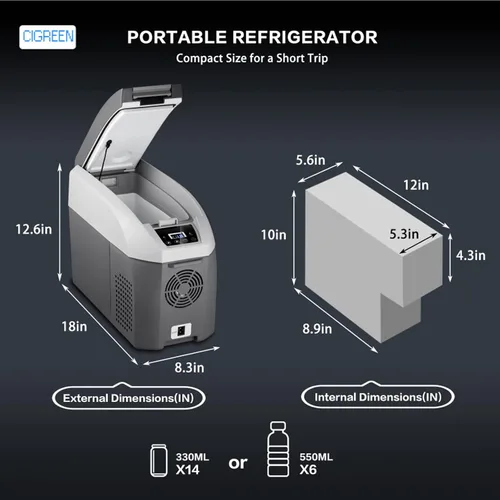 Vista 2 de Refrigerador portátil y congelador, refrigerador portátil para automóvil, refrigerador de 12 V, compresor de refrigeración de -0.4 ℉ ~ 50 ℉ para uso