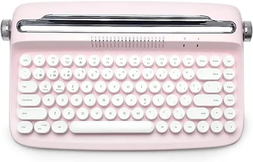Vista 4 de YUNZII ACTTO B303 Wireless Retro Typewriter Bluetooth Keyboard(Baby Pink) Conexión estable de Bluetooth, tiempo de espera largo, con soporte
