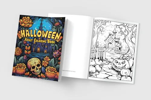 Vista 12 de Halloween Coloring Book For Adults with Spooky Holiday Designs