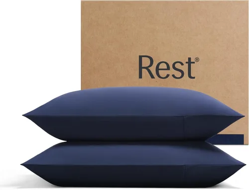 Vista 18 de REST® Evercool®+ Fundas de almohada refrescantes estándar, 2 fundas de almohada para piel sensible, tela con infusión de plata para un sueño