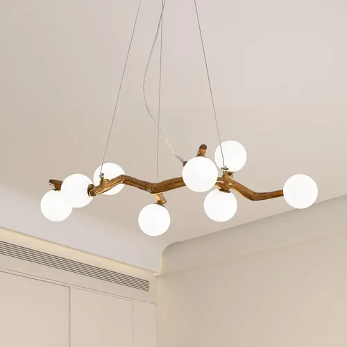 Vista 14 de Lámpara de Araña Moderna de Techo de 28.7 pulgadas, Lámpara de Araña Sputnik de 8 Luces de Resina de Mediados de Siglo sobre Mesa, Candelabros