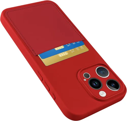 Vista 12 de Funda diseñada para iPhone 15 Pro con tarjetero para mujeres y hombres, cubierta de silicona suave [forro de microfibra], protección completa