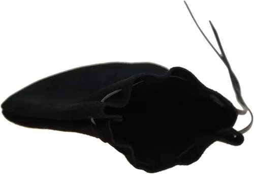 Vista 2 de Monedero medieval Bolsa de cuero de gamuza negra Bolsa de cinturón renacentista con cordón, Negro