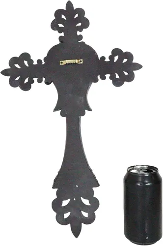 Vista 7 de Ebros Gift Rustic Fleur De Lis Le Fleur French Lily with Texas Western Cowgirl Angel Wall Cross Decor Placa Colgante Escultura Figurita 17" Alto