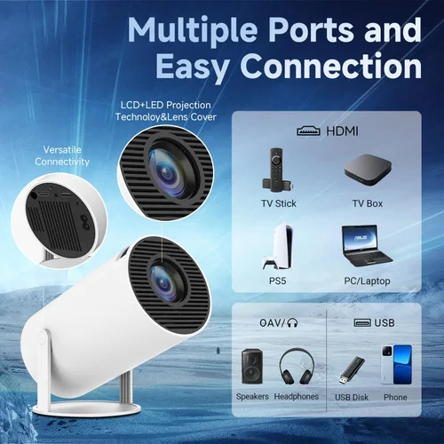 Vista 2 de Mini proyector con WiFi y Bluetooth, proyector portátil actualizado SUMTAB 2025, proyector de video compatible con 1080P y 4K, Netflix integrado