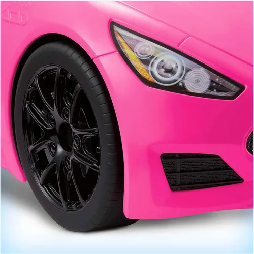 Vista 4 de Barbie Vehículo convertible de 2 plazas, coche rosa con ruedas giratorias y detalles realistas, regalo para niños de 3 a 7 años