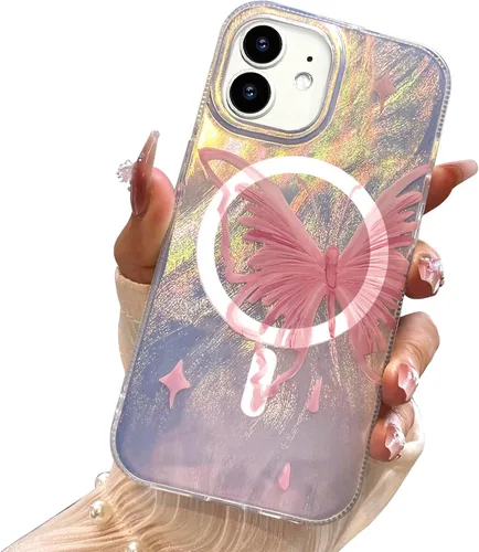 Vista 52 de I-MGAE-IN-AR Funda compacta para iPhone 11, diseño de mariposa, marco de protección de lente de cámara con diamante 3D, bonitas fundas protectoras