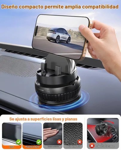 Vista 6 de pop-tech Soporte para teléfono con ventosa de automóvil: rotación de 360° y ajustable en 30°: soporte para teléfono celular con ventosa al vacío