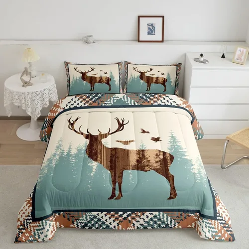 Vista 28 de Juego de ropa de cama de oso para niños y adolescentes, juego de edredón de animales salvajes para niños, adolescentes, naturaleza, vida silvestre