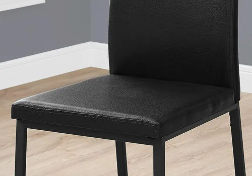 Vista 4 de Monarch Specialties I 1106 - Juego de 2 sillas de comedor, tapizadas, para cocina, comedor, aspecto de piel sintética, metal, negro, contemporánea