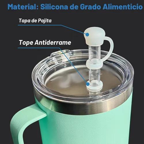 Vista 4 de LUOLAO Tapón de silicona contra derrames para vaso de paja YETI, con tapa