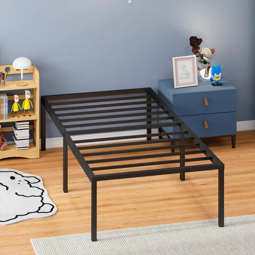 Vista 9 de PayLessHere Base de cama de metal plegable con plataforma de metal con soporte de hasta 1000 libras de listones de acero, soporte sin ruido, marco