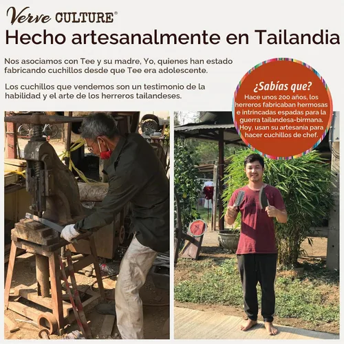 Vista 6 de Verve CULTURE Juego de 2 cuchillos Thai Chef's Moon - Cuchillo de acero al carbono forjado a mano