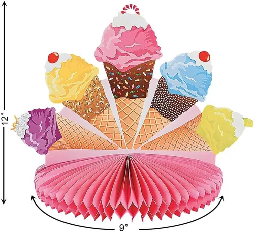 Vista 2 de Fun Express - Centro de mesa con texto en inglés "I Scream For Ice Cream para cumpleaños - Decoración de fiesta - Decoración general - Centros