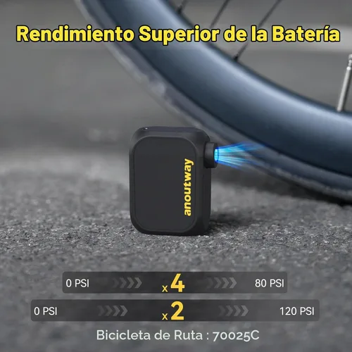 Vista 5 de Bike Pump with Gauge Mini Electric 120PSI Portable AT1 PRO