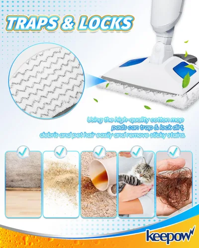 Vista 6 de KEEPOW Almohadillas para trapeador de vapor, paquete de 6 unidades para Bissell Powerfresh 1940 1544 1440 Series vaporizador de piso duro, trapos