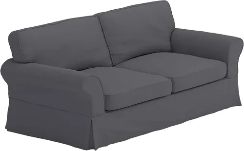 Vista 7 de Funda de sofá de algodón compatible con Pottery Barn Comfort funda de sofá Borde de caja gris oscuro