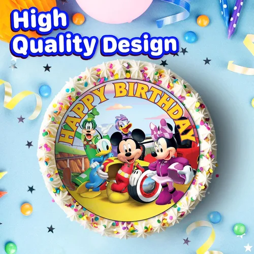 Vista 2 de Decoración para pastel de ratón de carreras de 7.5 pulgadas – Decoración redonda comestible para pastel de cumpleaños, pastel de cumpleaños