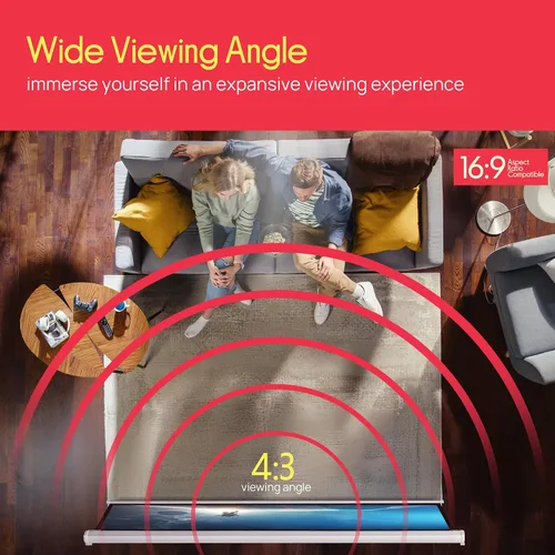 Vista 3 de Pyle Pantalla de proyector motorizada de 84 pulgadas, formato blanco mate 4:3, pantalla de proyección automática desplegable con control remoto