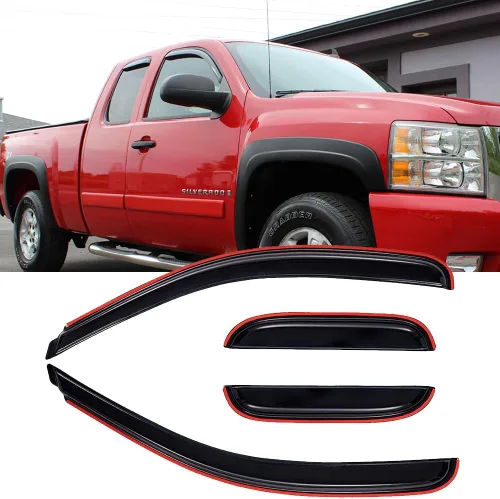 Vista 11 de 94515 Deflectores de viento para ventana Chevy Silverado/GMC Sierra 1500/2500HD/3500HD Crew Cab y Yukon XL/Suburban/Avalanche, protectores de lluvia