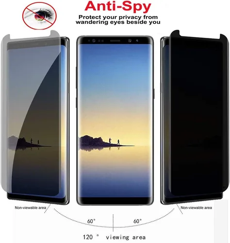 Vista 2 de LYWHL Paquete de 3 protectores de pantalla de privacidad para Note 8 / Note 9, antiespía, película de vidrio templado para Samsung Galaxy Note 8