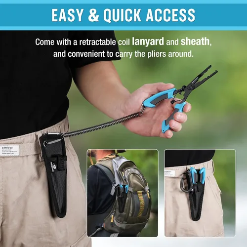 Vista 6 de Mossy Oak Fishing Tools Kit- Fishing Plier, Fish Lip Gripper, Multifunctional Fishing Hook Remover with Lanyards Sheath, Saltwater Resistant Fishing