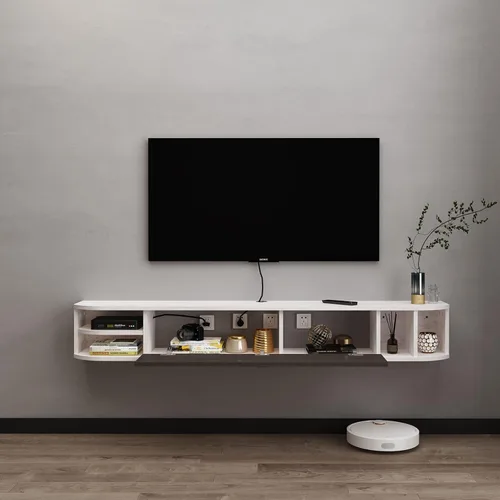Vista 3 de Pmnianhua Soporte flotante para TV, 63 pulgadas, consola de TV flotante moderna, mueble de TV montado en la pared, centro de entretenimiento