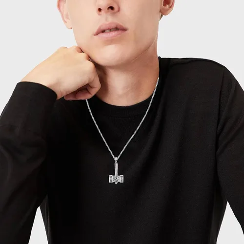 Vista 6 de Thor's Hammer Talismán Collar Colgante de amuleto vikingo de plata de ley S925 brújula nórdicasímbolo pagano celta Odin regalo para hombres