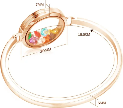 Vista 5 de BG247 Acero inoxidable 1.181in vidrio flotante memoria Living Locket brazalete pulsera