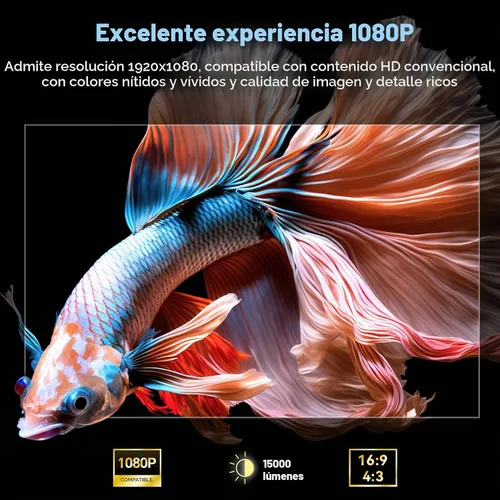 Vista 2 de Proyector para el hogar 1080P, mini proyector de películas con WiFi Bluetooth, Keystone automático, control remoto, enfoque HDMI USB compatible