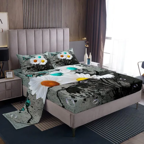 Vista 17 de Erosebridal Juego de sábanas turquesa tamaño individual para niñas y mujeres, juego de sábanas color verde azulado y gris degradado para adultos