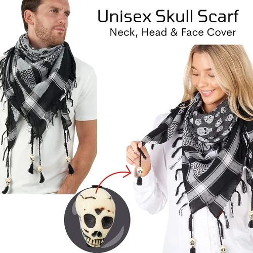 Vista 13 de LOVARZI Shemagh Cottons Arab Keffiyeh - Bufanda militar táctica para cabeza y cuello