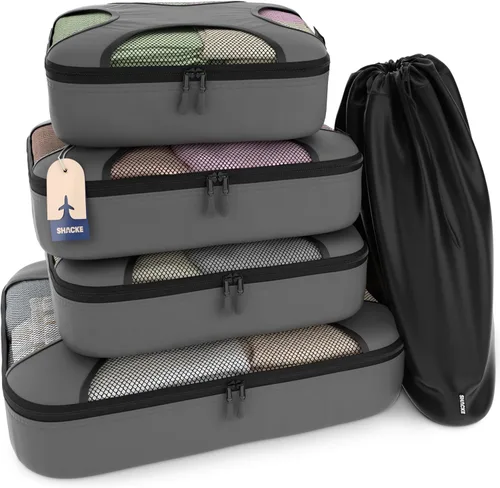 Vista 7 de Shacke Juego de 5 cubos de embalaje para viajes con bolsa de lavandería Juego de 5 - Air Black
