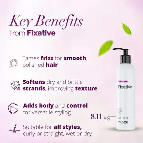Vista 4 de Image Fixative Natural Styler Gel para el cabello, gel de peinado de sujeción suave para todo tipo de cabello, control de encrespamiento, cuerpo