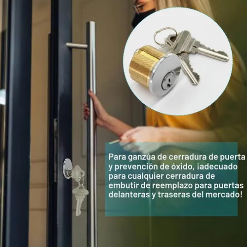 Vista 7 de Cerraduras de cilindro de puerta de embutir de latón 2 piezas con 2 llaves