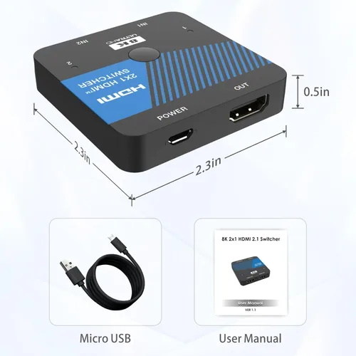 Vista 7 de 8K HDMI Switch 2 en 1 salida 4K @120Hz HDMI Switcher Soporte HDR10+, Dolby Vision, VRR, ALLM