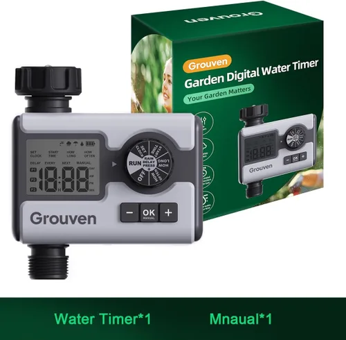 Vista 3 de Regadera de jardín con temporizador de agua programable con retardo de lluvia, sistema de riego manual, automático, 1 salida