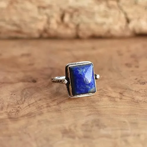 Vista 2 de Lapislázuli - Anillos de plata de ley 925 anillos de uso diario regalo para ella anillos de compromiso 1046