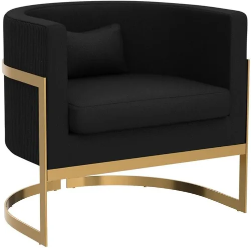 Vista 4 de Silla Decorativa de Terciopelo Dorado Silla Moderna de Barril Sillas Tapizadas con Brazos para Dormitorio, Sala de Estar, Sofá, Sillas de Club