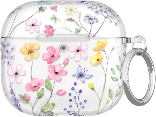 Vista 33 de VELVET CAVIAR Funda compatible con AirPods 4 con llavero, bonitas fundas protectoras duras de 4ª generación para mujer, diseño de lunares azules