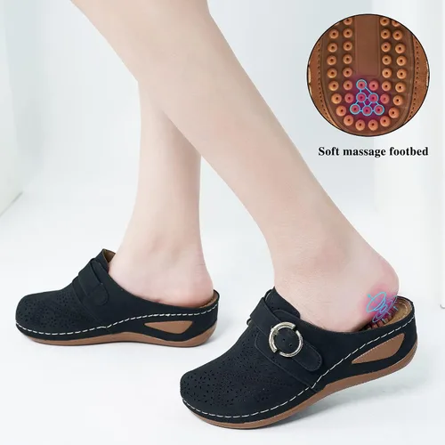 Vista 7 de Alicegana Sandalias de verano para mujer, cómodas, con puntera cerrada, cuña con gancho ajustable