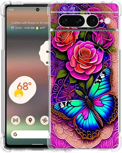 Vista 17 de Pixel 7 Pro - Funda protectora de poliuretano termoplástico resistente a los arañazos y a prueba de golpes con diseño de mandala de pavo real