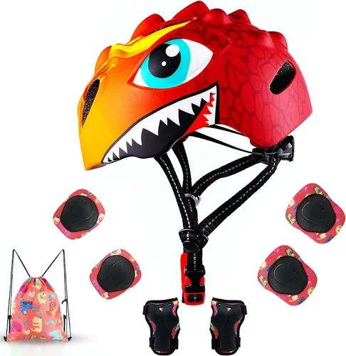 Vista 8 de Toddler Helmet Kids Bike Helmet for 2 3 4 5 6 7 8 Years Old Girls with 3D Dinosaur Design Protective Gear Set and Safety Certified, Toddler Bike