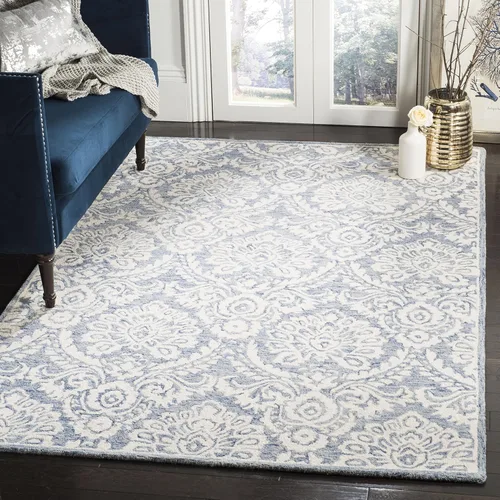Vista 16 de SAFAVIEH Blossom Collection - Alfombra decorativa, 2 x 3 pies, azul y marfil, lana hecha a mano, ideal para zonas de alto tráfico en entrada, sala
