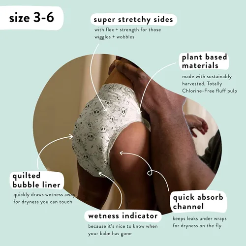 Vista 3 de The Honest Company Clean Conscious Diapers - Pañales hechos a base de plantas, sostenibles, All Letters y It's a Pawty, caja Club, tamaño 6, 35+