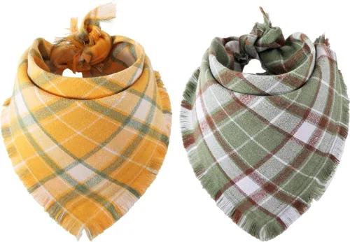 Vista 7 de Bandana de otoño para perro, otoño, Acción de Gracias, a cuadros, reversible, triangular, bufanda, accesorios para perros y mascotas