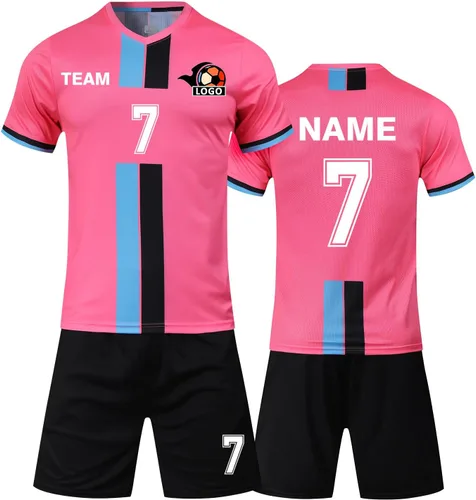Vista 15 de Camiseta de fútbol personalizada para niños/niños/niñas/hombres/mujeres, camiseta y pantalón corto de fútbol personalizado con número de nombre