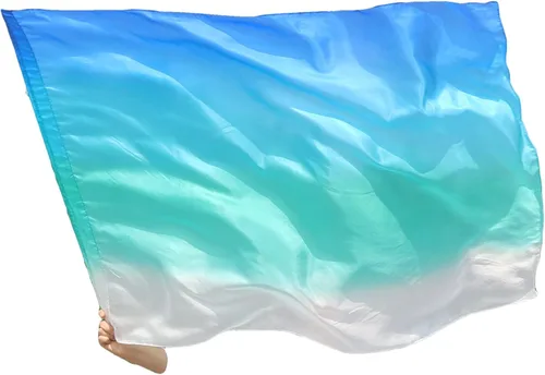 Vista 33 de Winged Sirenny Banderas flexibles de alabanza porfética de adoración de danza, serpentina rectangular de 50 pulgadas (luna azul)