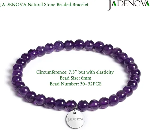 Vista 4 de JADENOVA - Brazalete de piedras de yoga para parejas Amatista