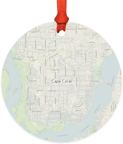 Vista 38 de Andaz Press Mapa de la ciudad de Estados Unidos redondo de madera natural MDF ornamento de Navidad, Akron, Ohio Vintage Mapa, 1 paquete, larga